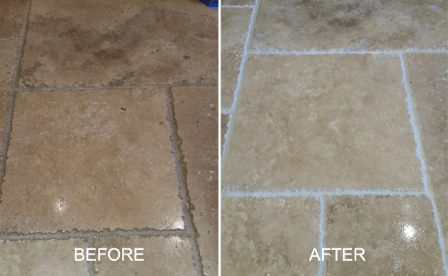 Tumble Travertine Before and After