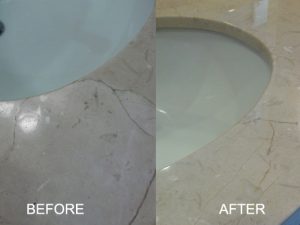 Polishing Marble Sink Before and After