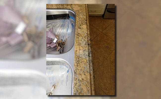 Cracked Granite Sink Cutout Reassembled