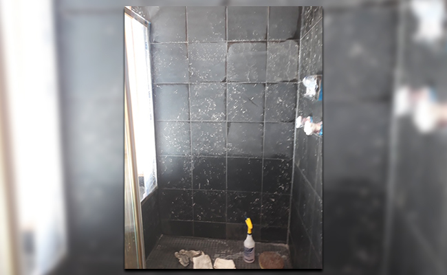 Marble Shower During Honing and Polishing