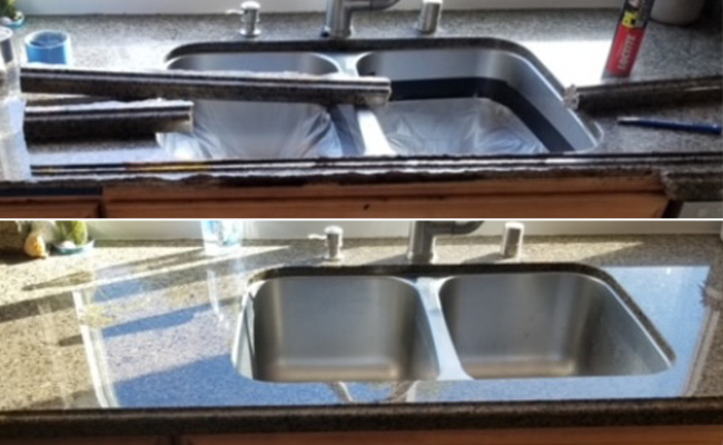 Granite Countertop Sink Before and After