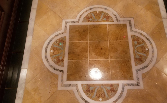 Travertine and Granite Medallion After
