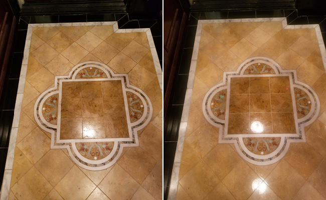 Travertine and Granite Medallion Before and After